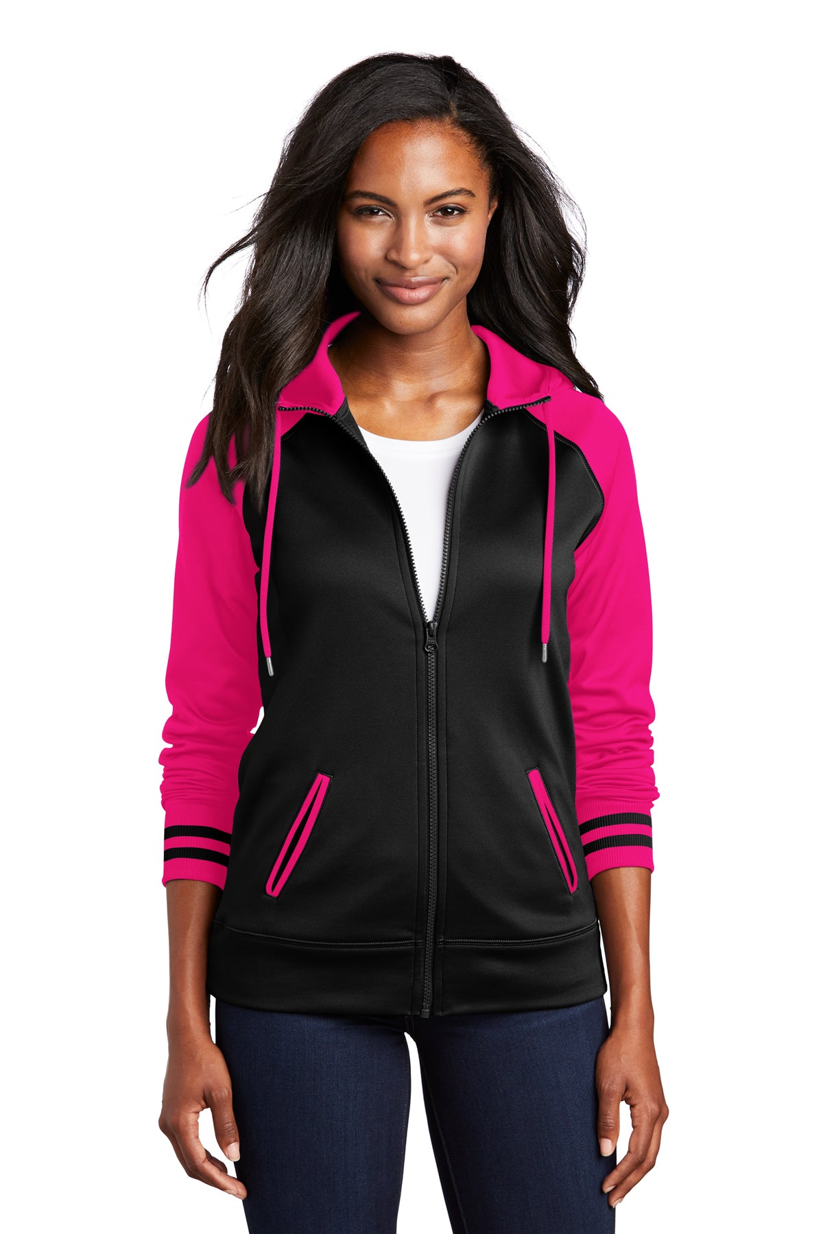 Sport-Tek® Ladies Sport-Wick® Varsity Fleece Full-Zip Hooded Jacket LST236