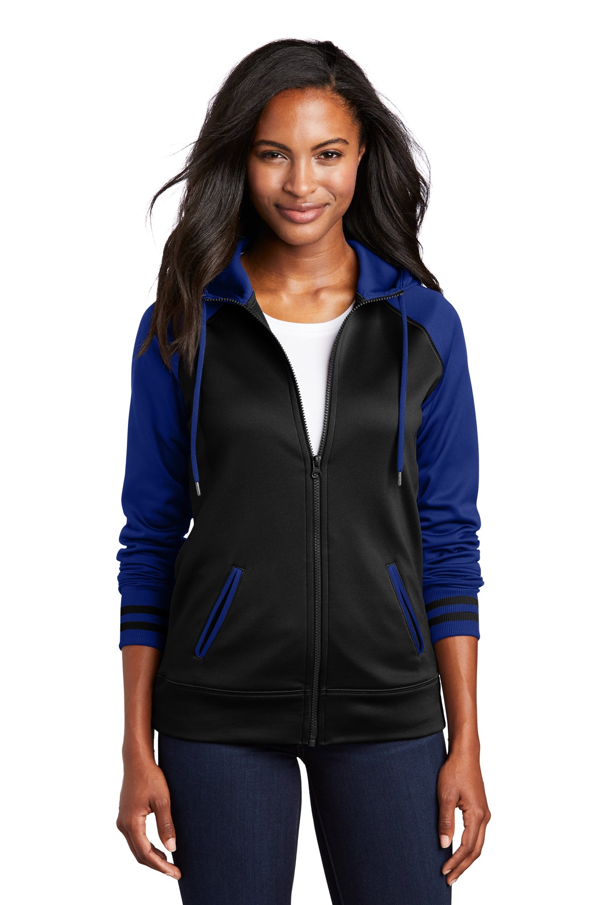 Sport-Tek® Ladies Sport-Wick® Varsity Fleece Full-Zip Hooded Jacket LST236